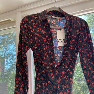 3/4 length long sleeve flower dress